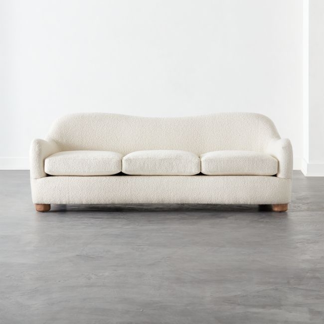 Bacio 86.5" Cream Boucle Sofa with Bleached Oak Legs by Ross Cassidy - Image 1