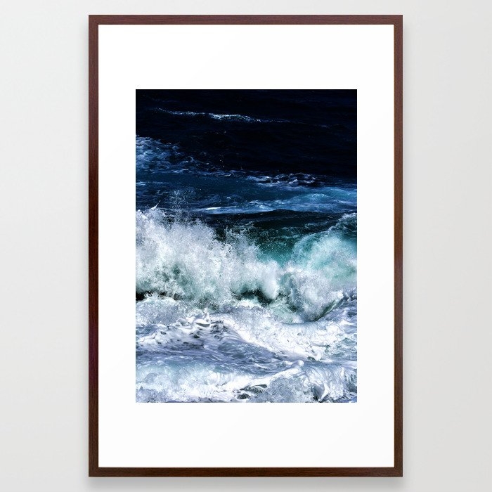Dark Blue Waves Framed Art Print by Printsproject - Conservation Walnut - Large 24" x 36"-26x38 - Image 0