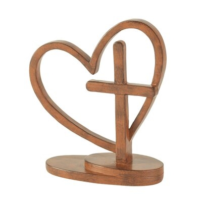 Tabletop Cross A Caring Heart Resin 6H - Image 0
