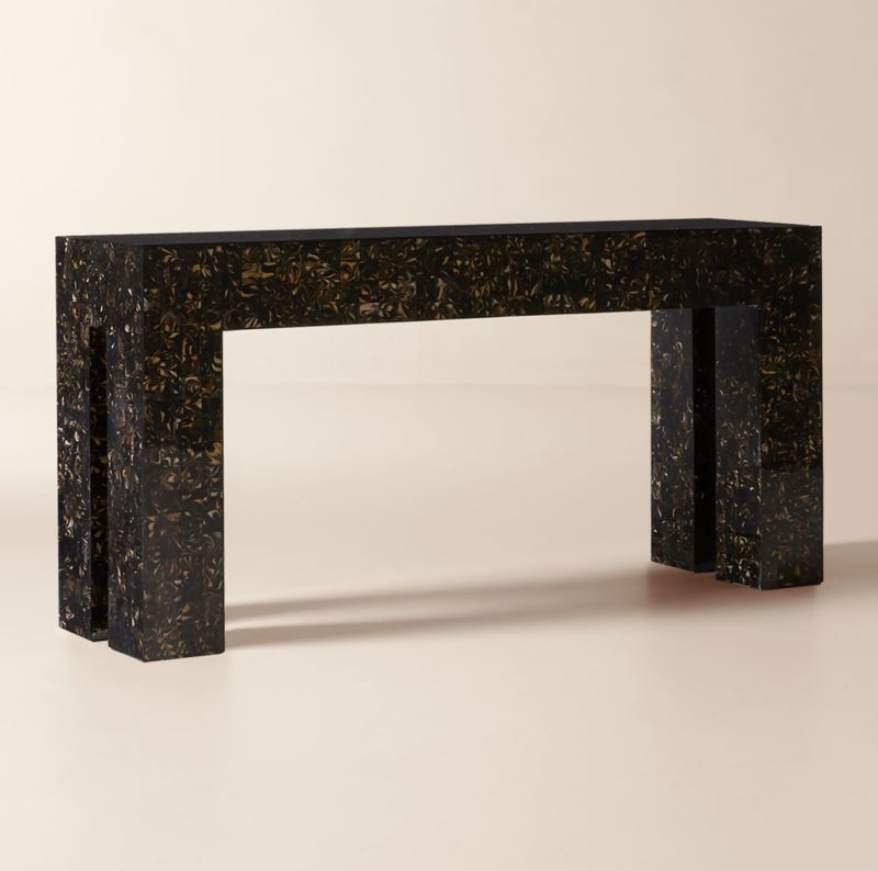 Scatola 60" Brown Tiled Resin Console Table - Image 1