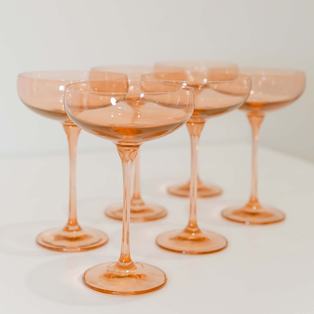 Estelle Colored Champagne Coupe Glass, Blush Pink, Set of 6 - Image 0