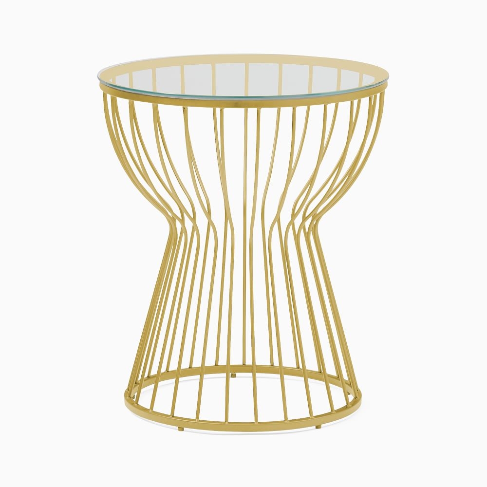 Pillar Glass/Green Gold Round Side Table - Image 1
