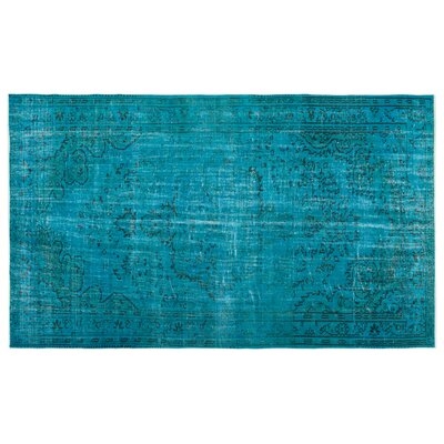 One-of-a-Kind Hand-Knotted 1960s Turkish Turquoise 5'1" x 8'4" Area Rug - Image 0