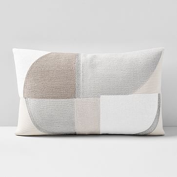 Corded Quadrant Pillow Cover, 12"x21", Frost Gray - Image 0
