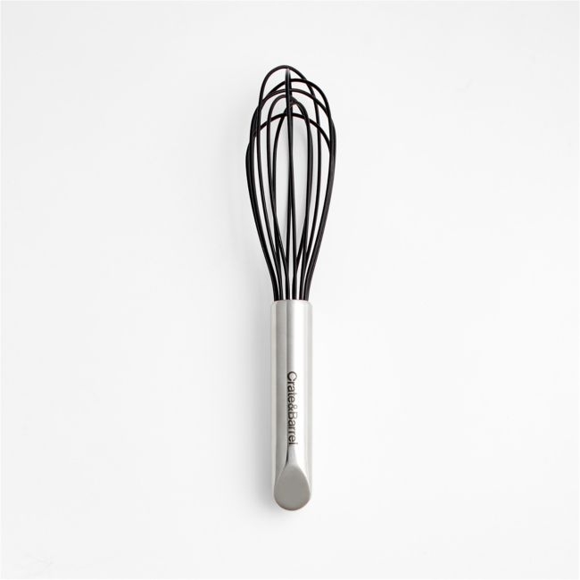 Crate & Barrel Black Silicone and Stainless Steel 9.5" Whisk - Image 0