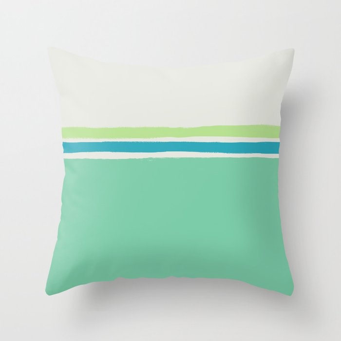 Seafoam X Stripes Throw Pillow by Leah Flores - Cover (16" x 16") With Pillow Insert - Outdoor Pillow - Image 0