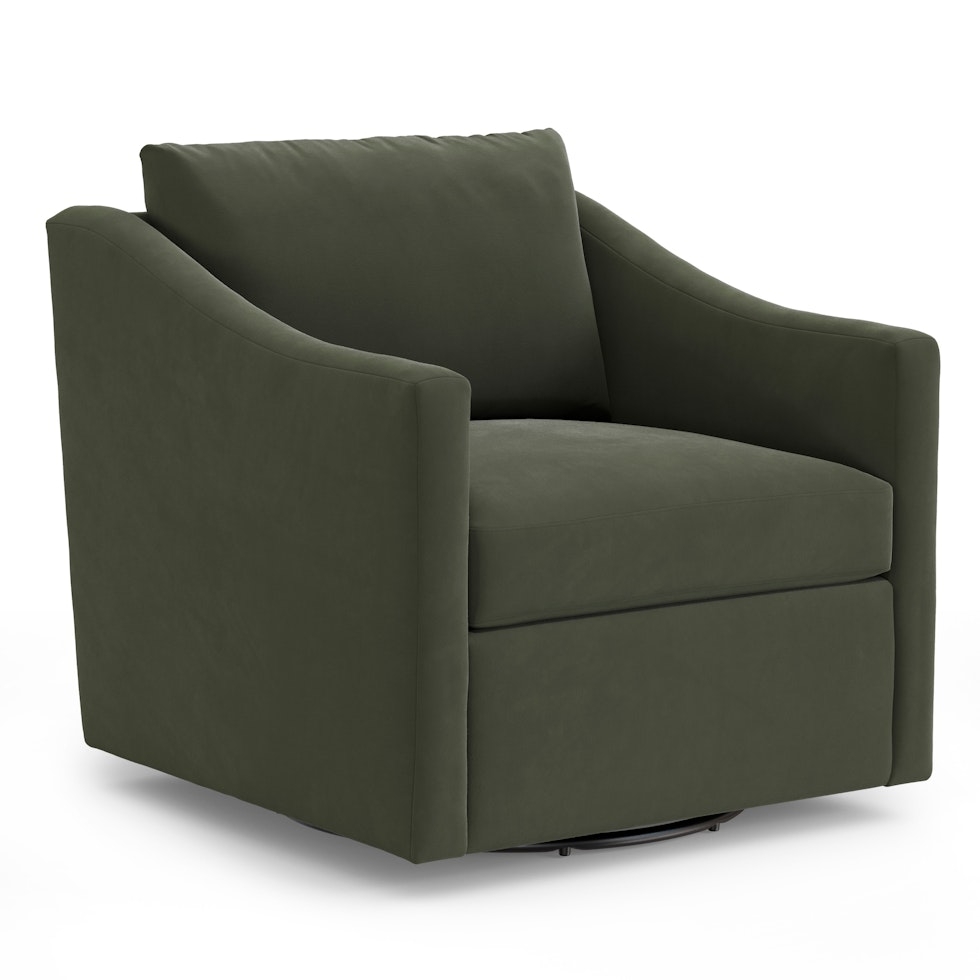 Landry 32.25" Velvet Swivel Lounge Chair - Hale Fir Green - Image 0