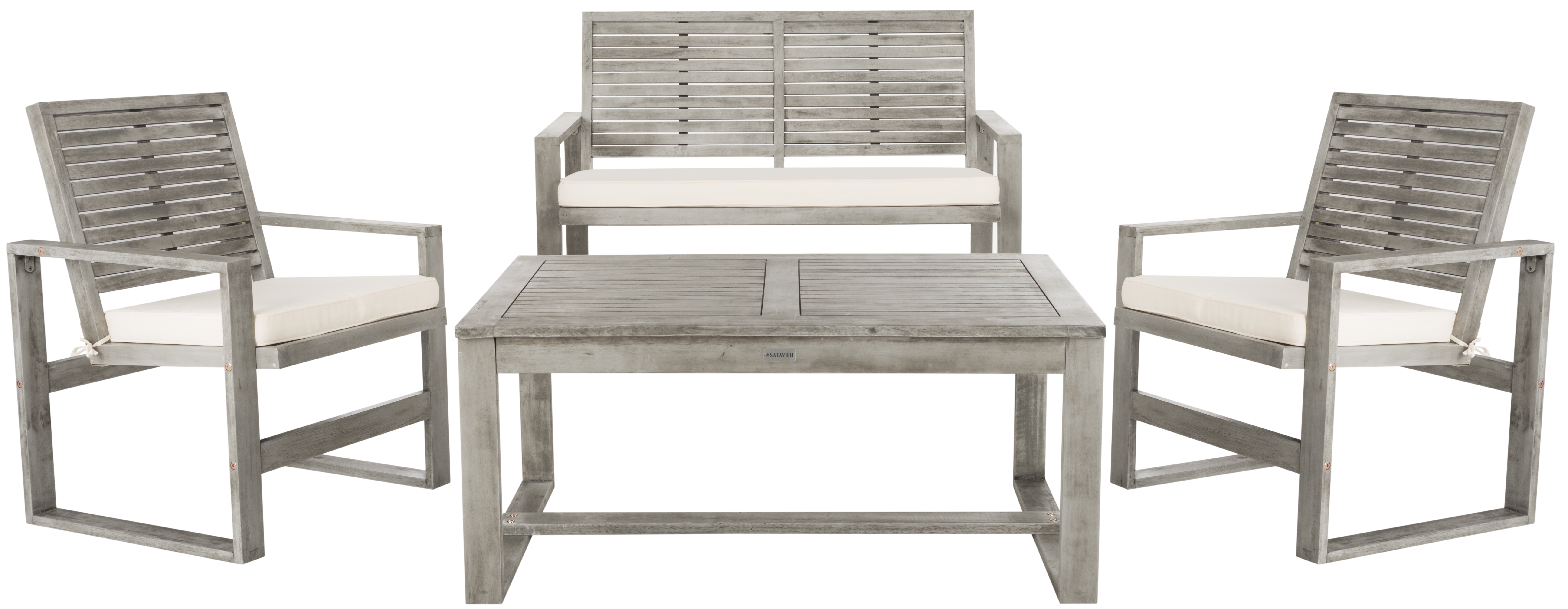 Ozark 4 Piece Outdoor Living Set - Grey Wash - Safavieh - Image 0