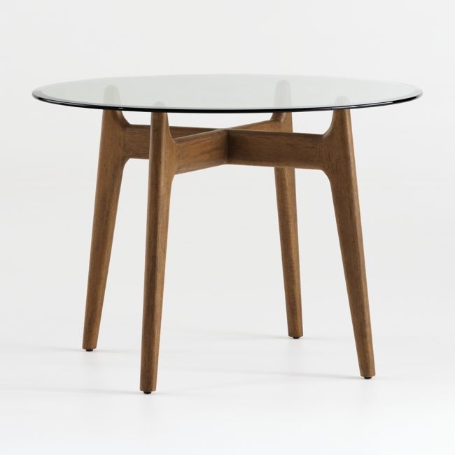 Tate 42" Round Dining Table with Glass Top and Walnut Base - Image 0