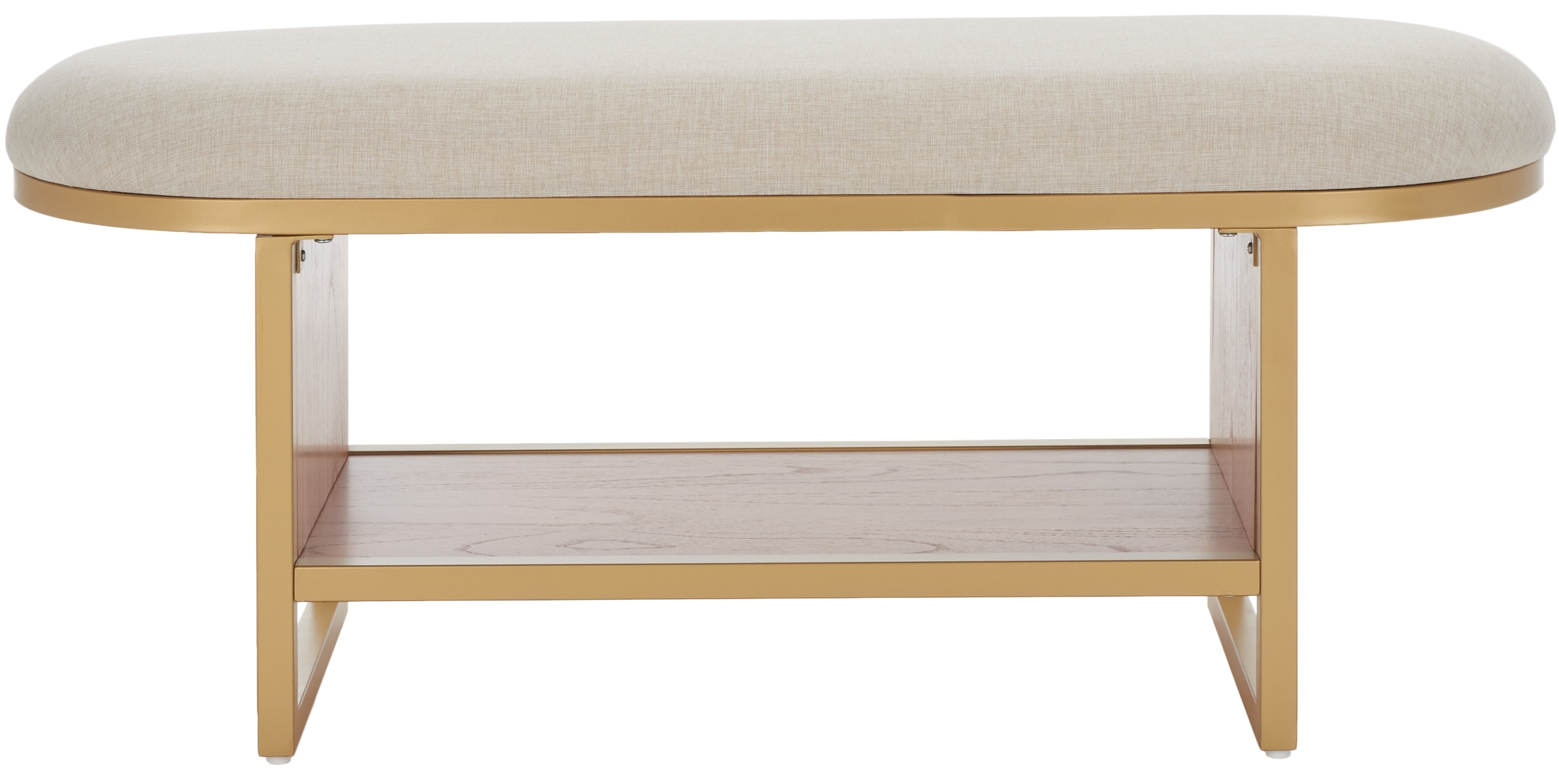 Iona Open Shelf Bench With Cushion - Cream / Natural - Safavieh - Image 0