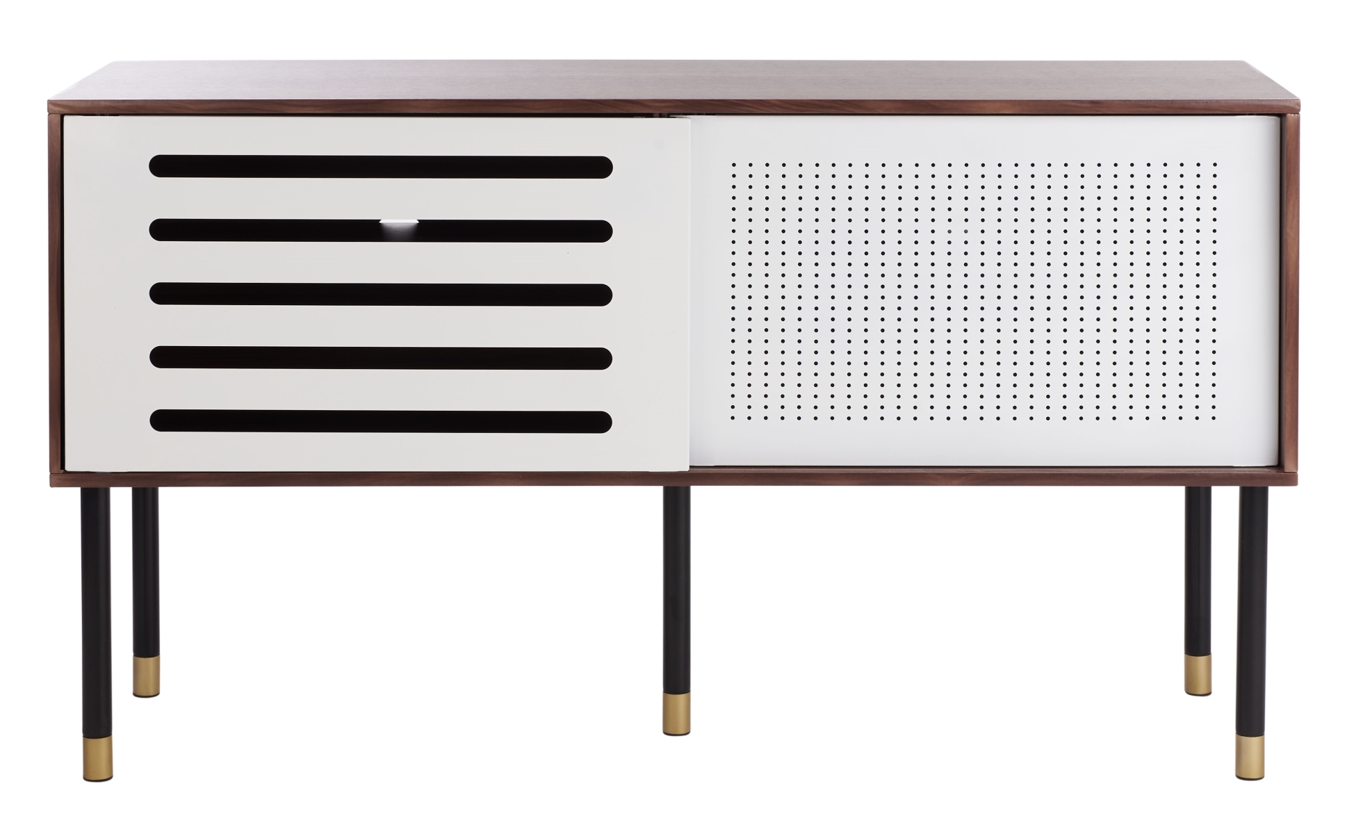 Shiloh Media Stand - White / Walnut - Safavieh - Image 0