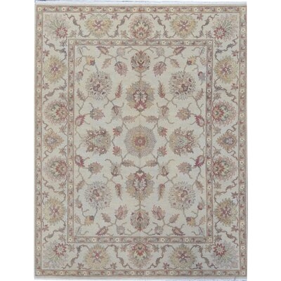 Oriental Hand-Knotted 7'11" x 10'1" Wool Ivory/Red/Green Area Rug - Image 0