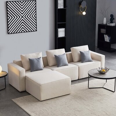 108'' Wide Fabric Sofa With Ottoman - Image 0