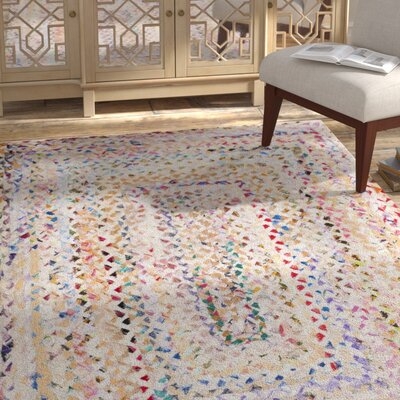 Hurst Abstract Handwoven Braided Cotton Multicolor Area Rug - Image 0