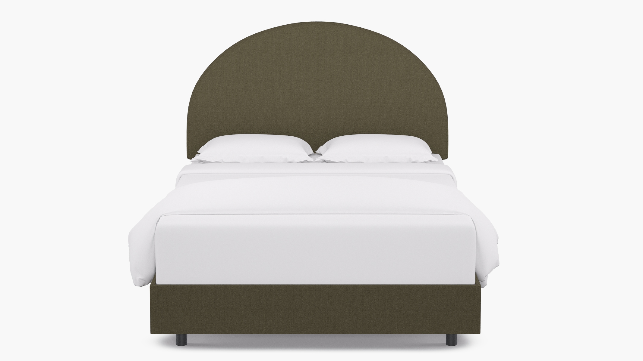Arched Back Bed, Olive Everyday Linen, Queen - Image 0