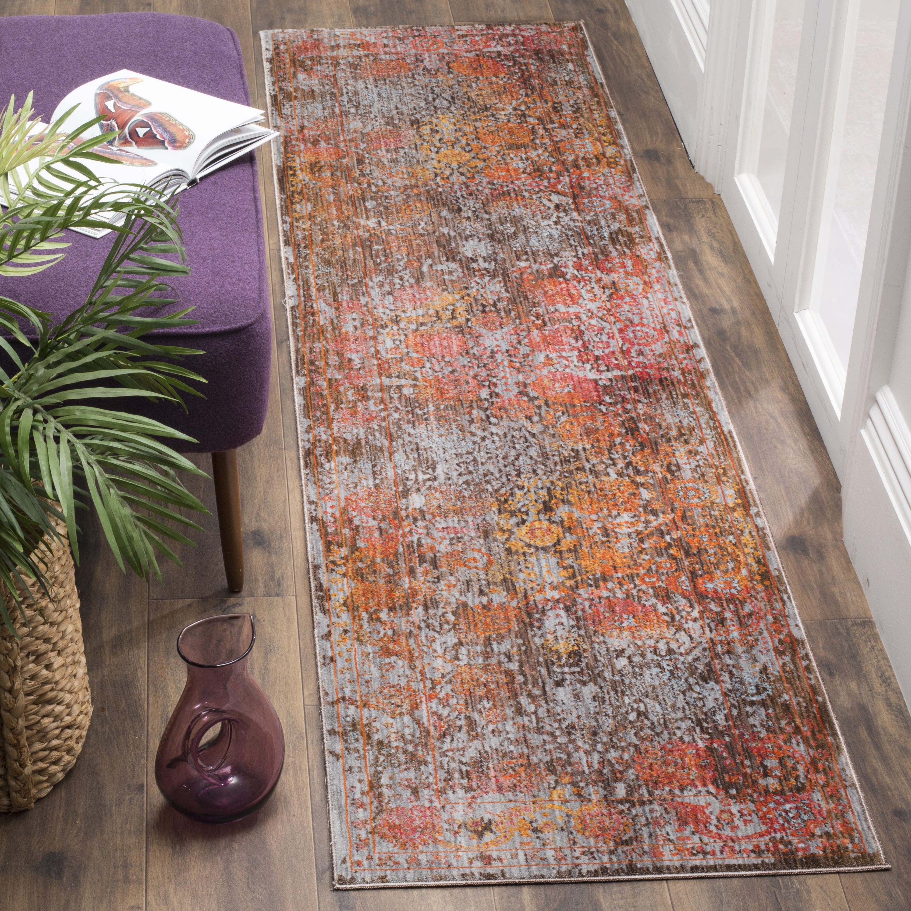 Arlo Home Woven Area Rug, VTP409D, Brown/Multi,  2' 2" X 12' - Image 1