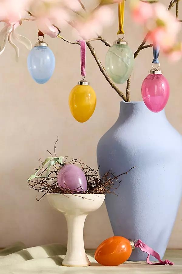 Colorful Glass Egg Ornaments, Set of 6 - Image 0