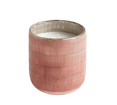 Linen Textured Mercury Glass Scented Candle, Pink, Small, French Tuberose - Image 0