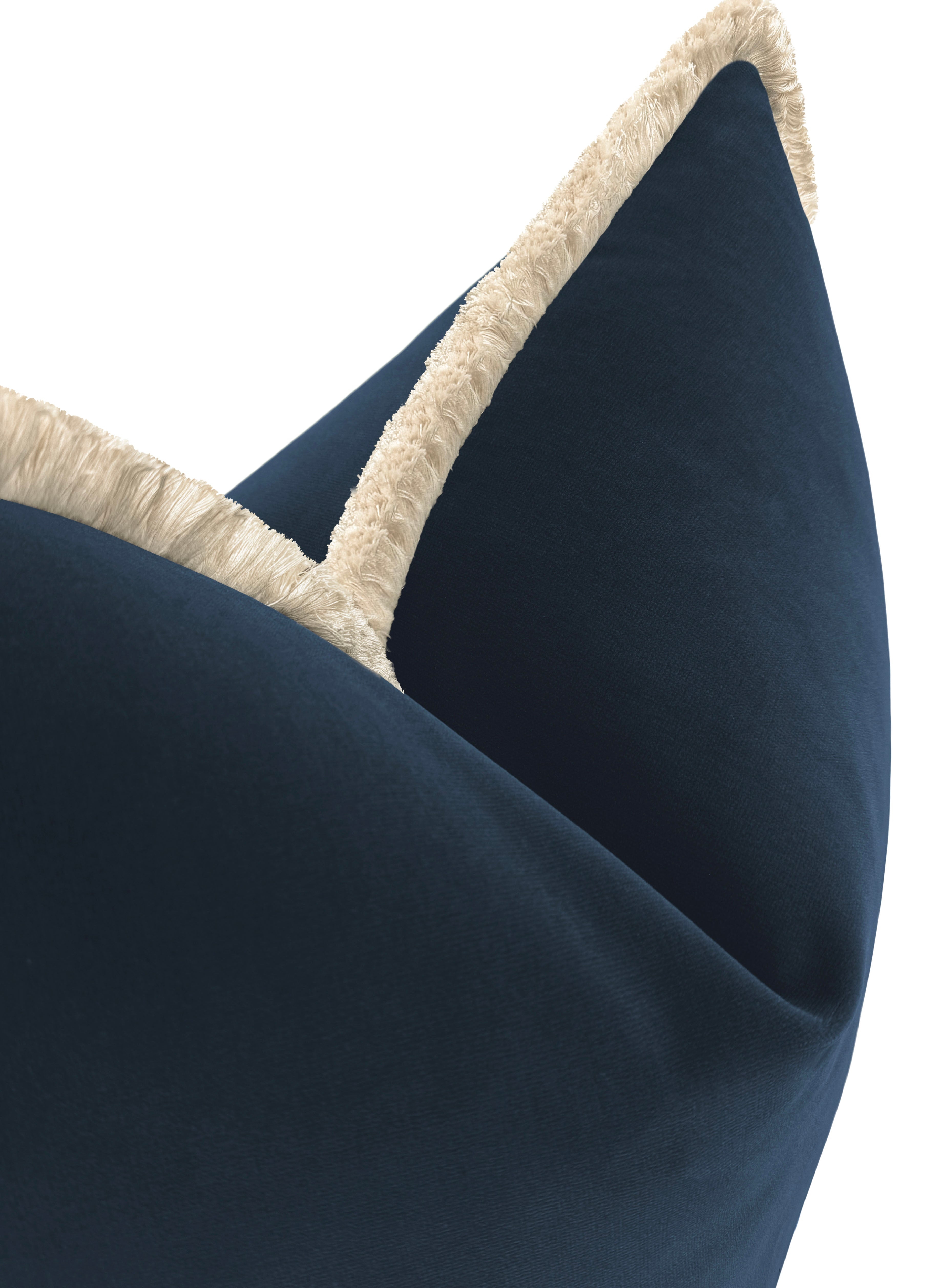 SIGNATURE VELVET // PRUSSIAN BLUE + FRINGE - Sample 4" X 4" / Natural Fringe - Image 0