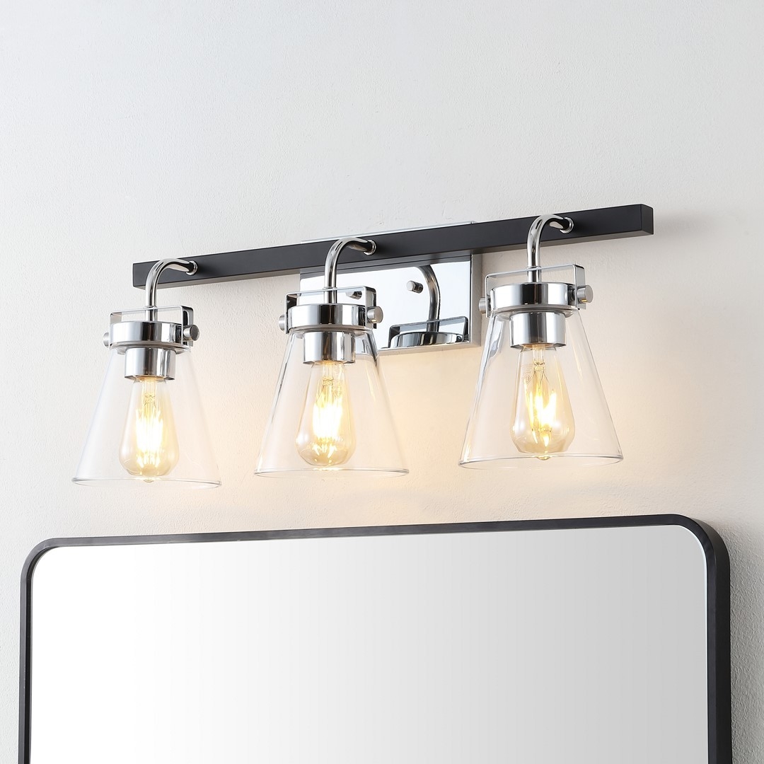 Rayney 3Lt 23" Wall Sconce - Chrome / Black - Safavieh - Image 1