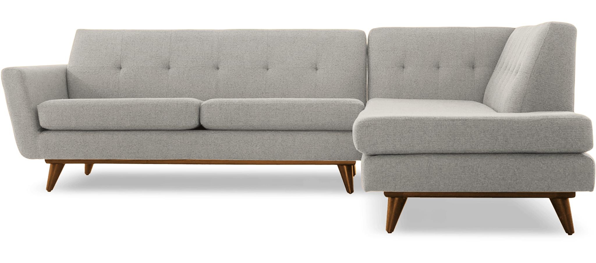 White Hughes Mid Century Modern Sectional with Bumper - Bloke Cotton - Mocha - Right  - Image 0