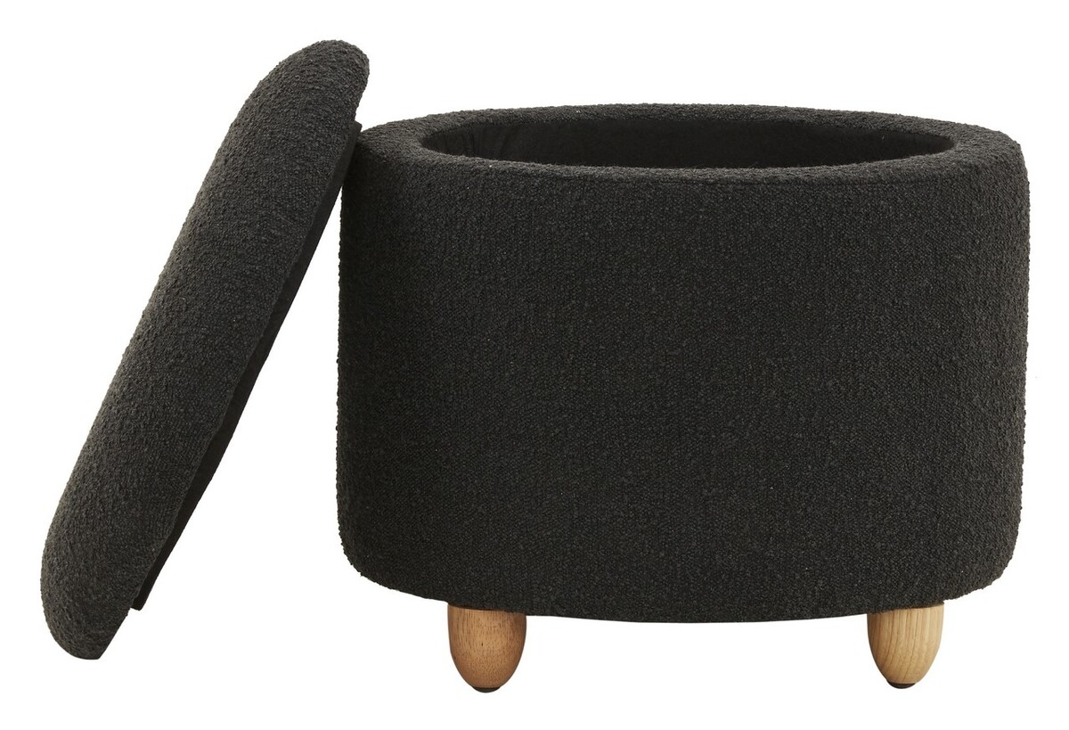 Mariabella Boucle Storage Ottoman - Black - Image 4