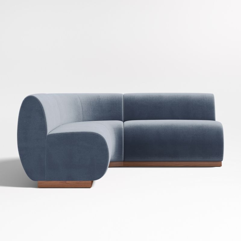 Leandro Slate Grey Double L-Shaped Loveseat Dining Banquette with Rounded Corner - Image 1