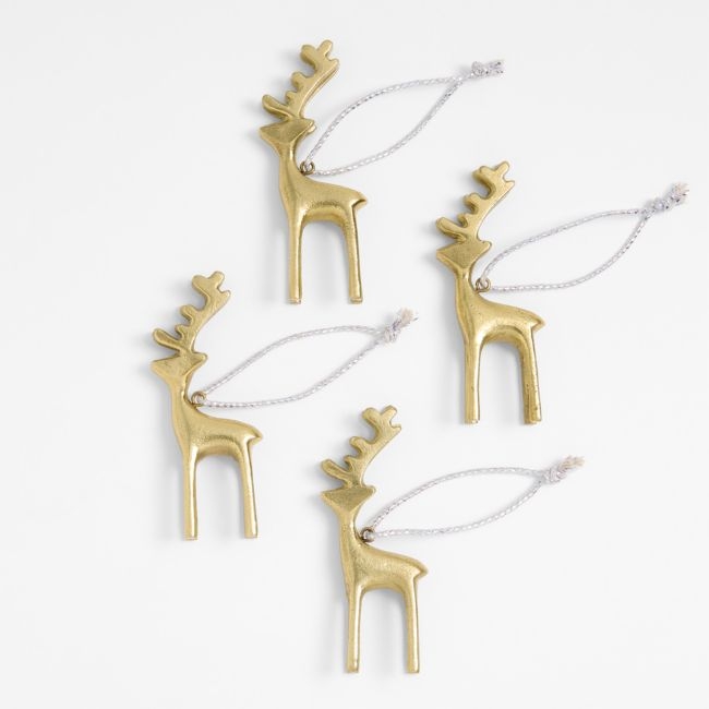 Brass Reindeer Christmas Ornaments, Set of 4 - Image 0