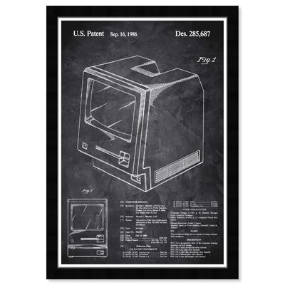 17 Stories Prints 'Entertainment And Hobbies Apple Macintosh 128K 1986 - Noir Chalkboard Video Games' Framed Art Print - Image 0