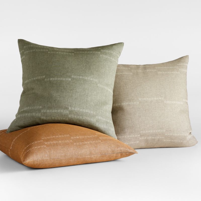 Airlie 30"x30" Sage Dobby Stripe Throw Pillow with Feather Insert - Image 2