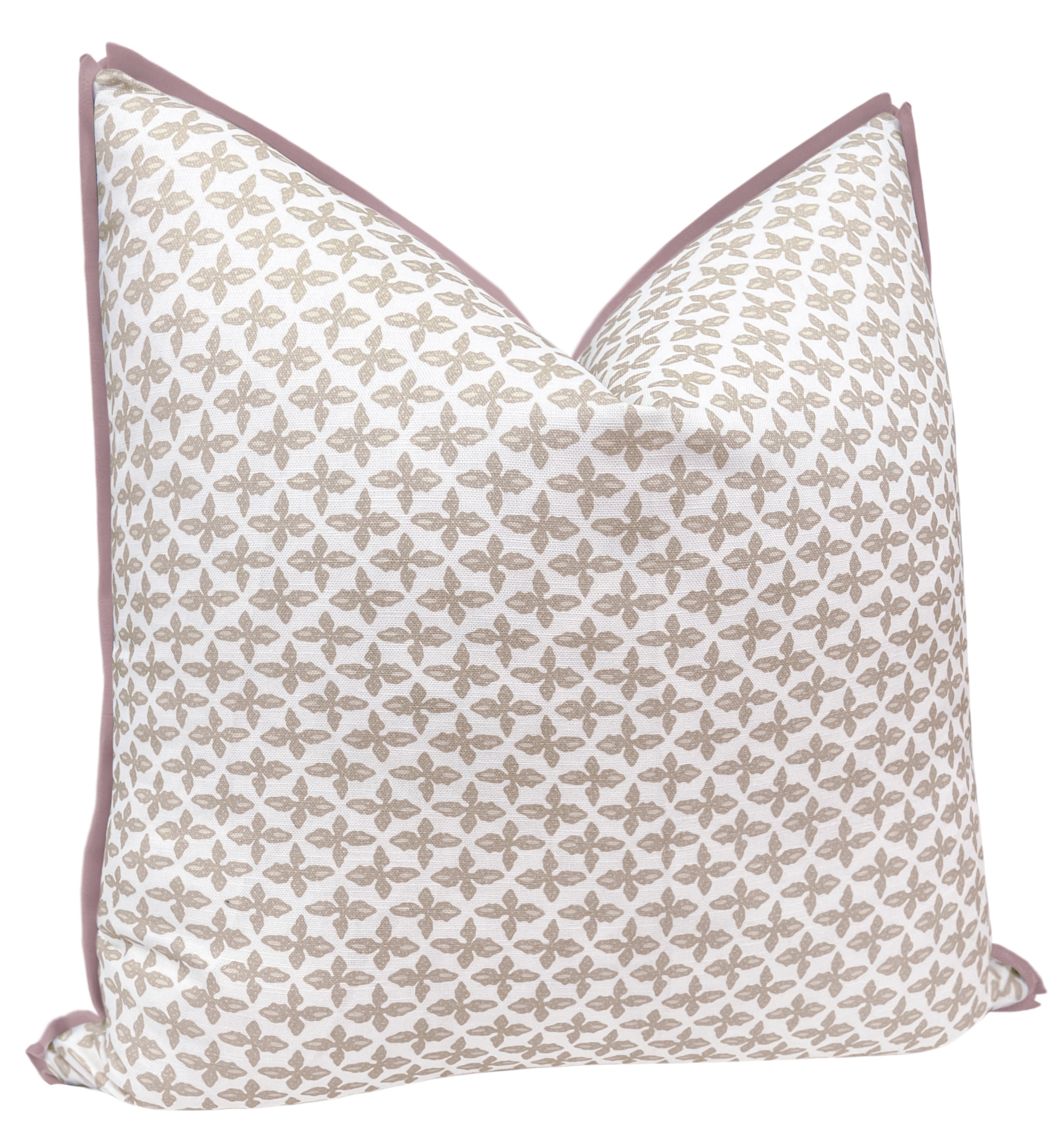 OCS X LDC II | ELLISTON HOUSE : POSEY // SAND + CLASSIC LINEN // LILAC - 20” X 26” STANDARD SHAM / BUTTERFLY FLANGE - Image 1