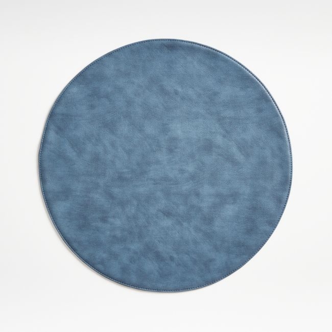 Maxwell Round Blue Easy-Clean Placemat - Image 0