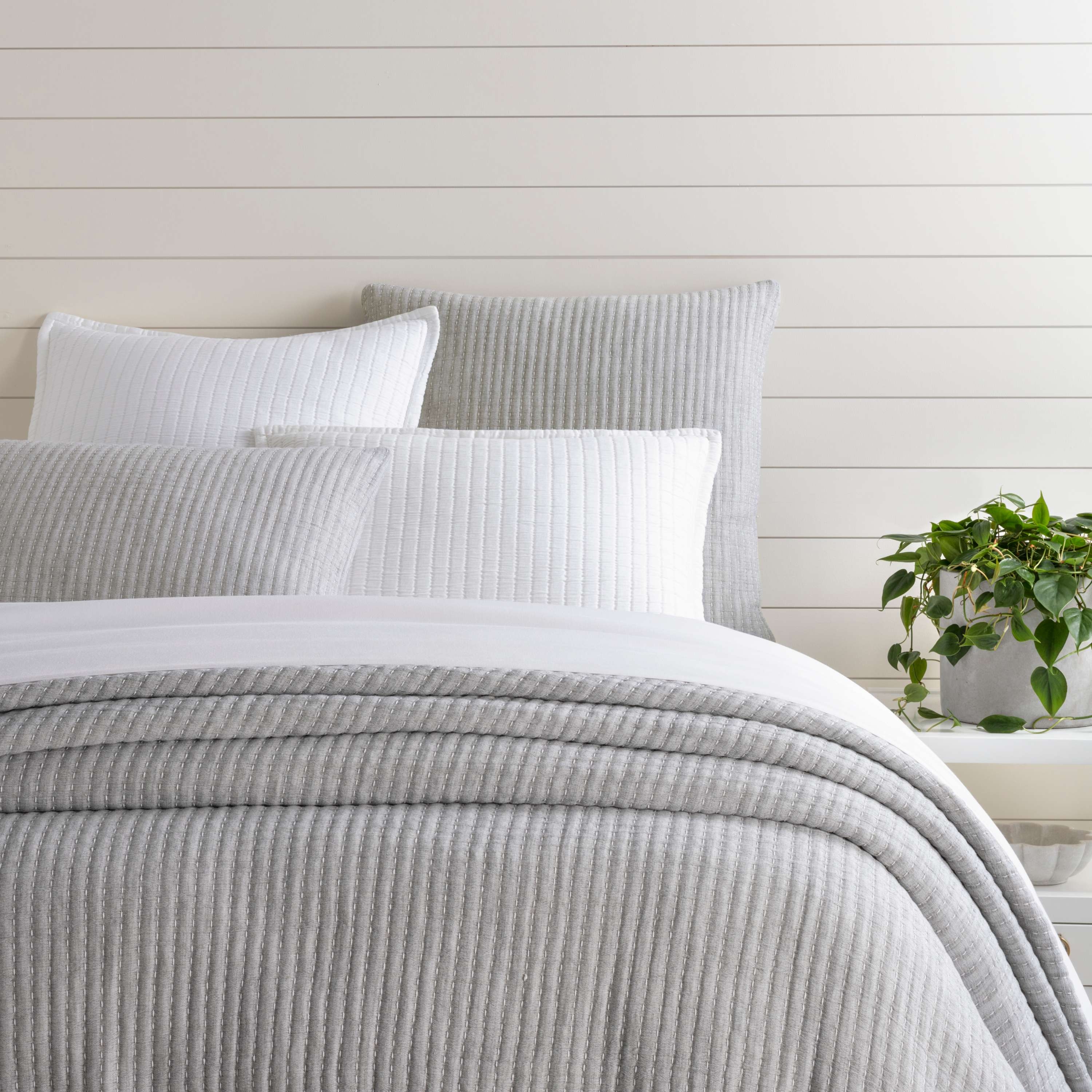 Pick Stitch Grey Matelasse Coverlet - Image 0