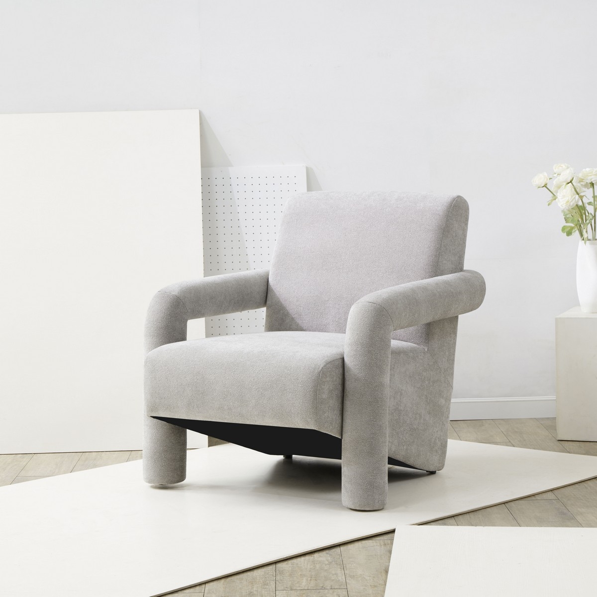 Faylin Boucle Accent Chair - Grey - Image 1