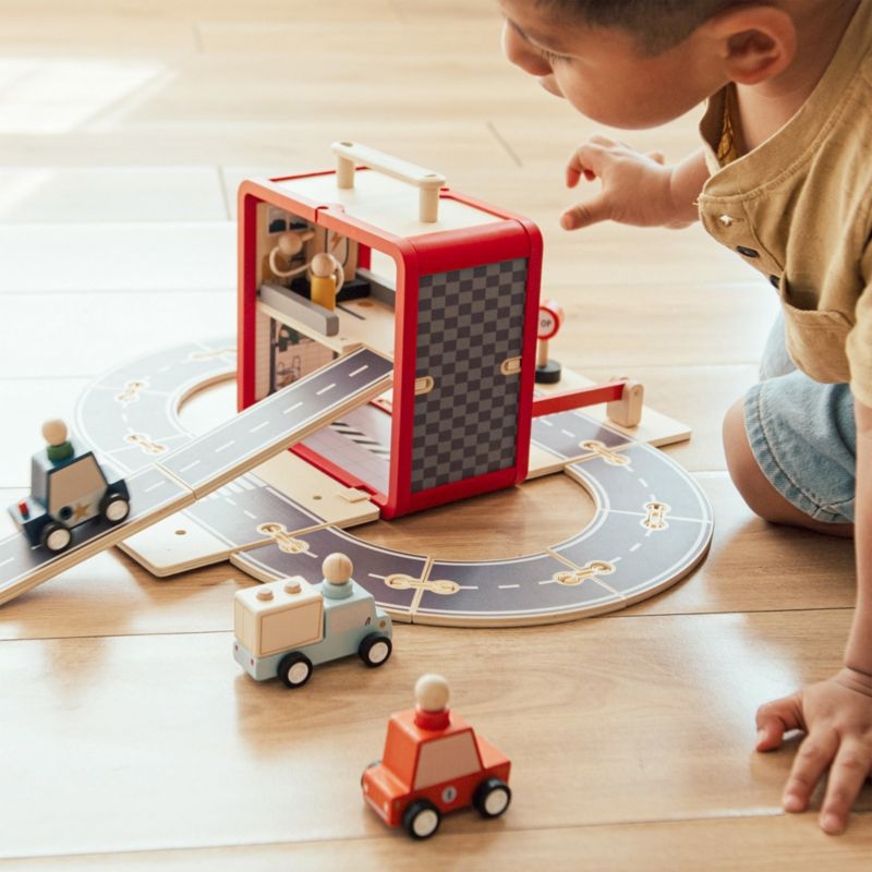 Wonder & Wise by Asweets Wooden Toddler Garage with Cars Toy - Image 2