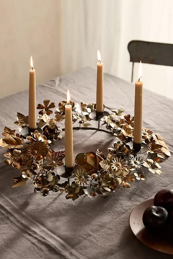 Floral Iron Wreath Candelabra - Image 0