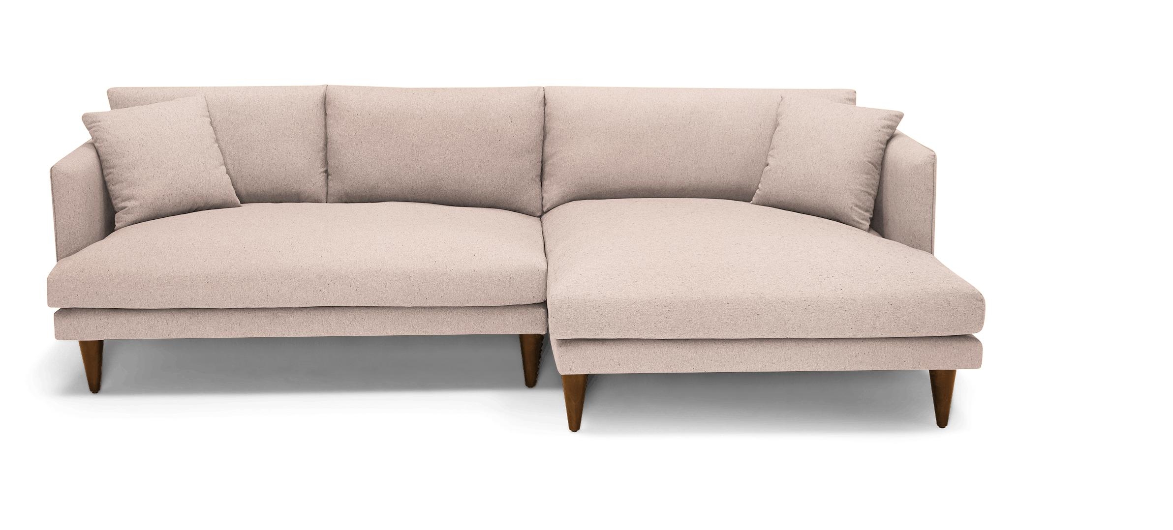 Pink Lewis Mid Century Modern Sectional - Prime Blush - Mocha - Right - Cone - Image 0