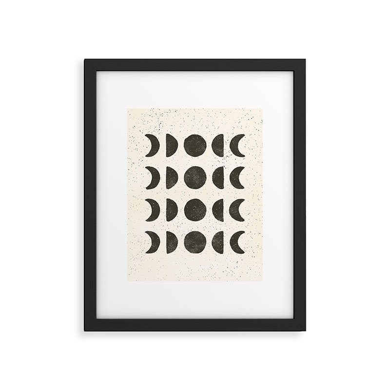 Moon Phases, Black, Cream by Pauline Stanley - Modern Framed Art Print, Black, 16" x 20" - Image 0