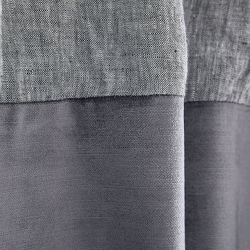 Belgian Flax Linen + Luster Velvet Curtain, Slate + Pewter 48"x96" - Image 2