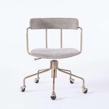 Lennox Office Chair, Distressed Velvet, Pewter - Image 2