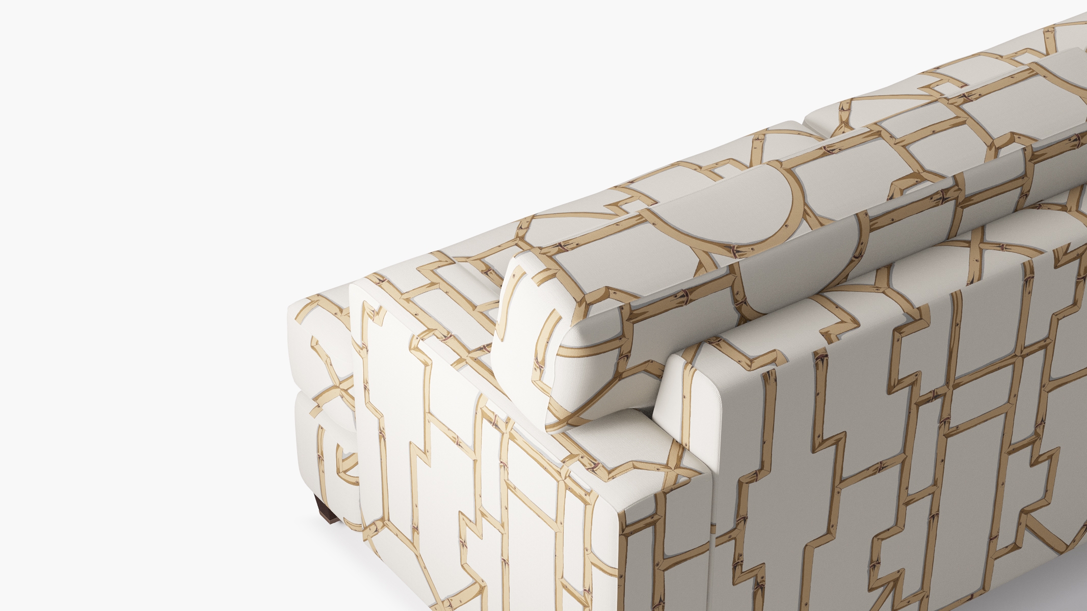 Classic Sofa, Tan Baldwin Bamboo, Espresso with Antique Brass Caster - Image 4