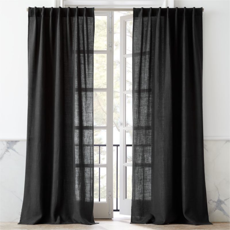 Heavyweight Charcoal Linen Curtain Panel 48"x84" - Image 1