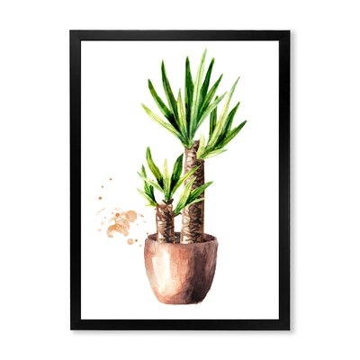 Yucca Tree In The Ceramic Flower Pot - Traditional Canvas Wall Art Print FDP35486 - Image 0