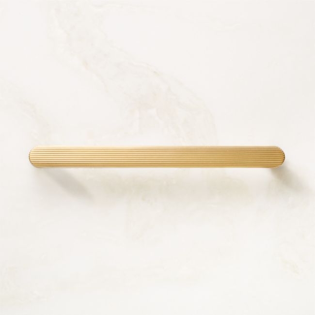 Curveaux Scored Brushed Brass Cabinet Handle 6'' - Image 0