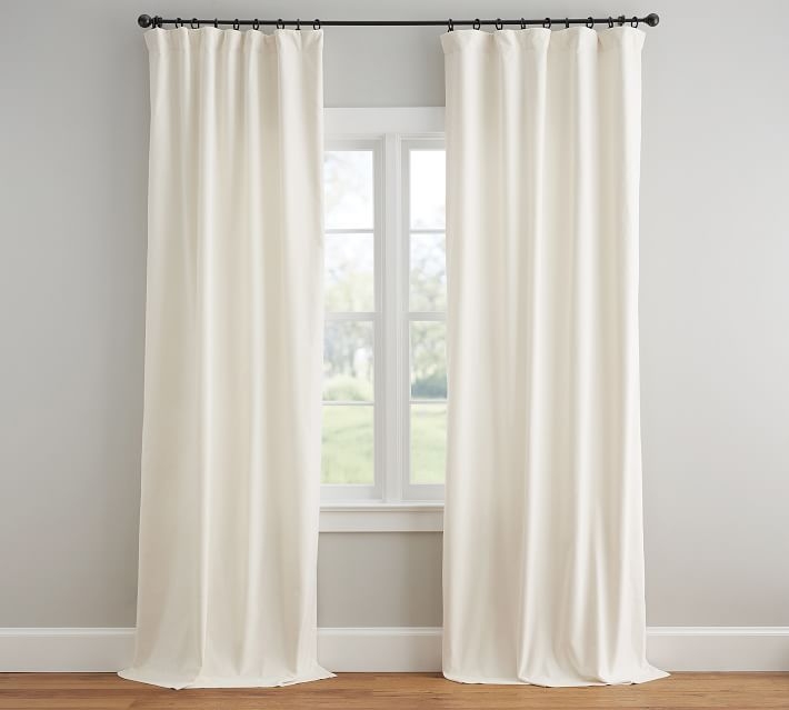 Velvet Twill Curtain, 50 x 108", Ivory - Image 0