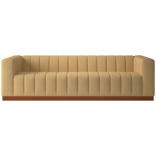 Forte 101" Nomad Caramel Sofa with Walnut Base - Image 0