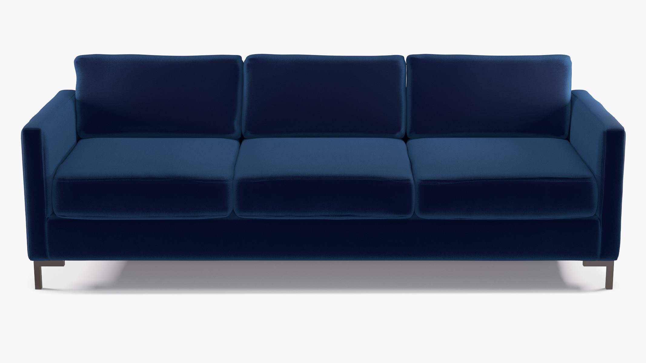 Modern Sofa, Navy Performance Velvet, Bronze L Leg - Image 0