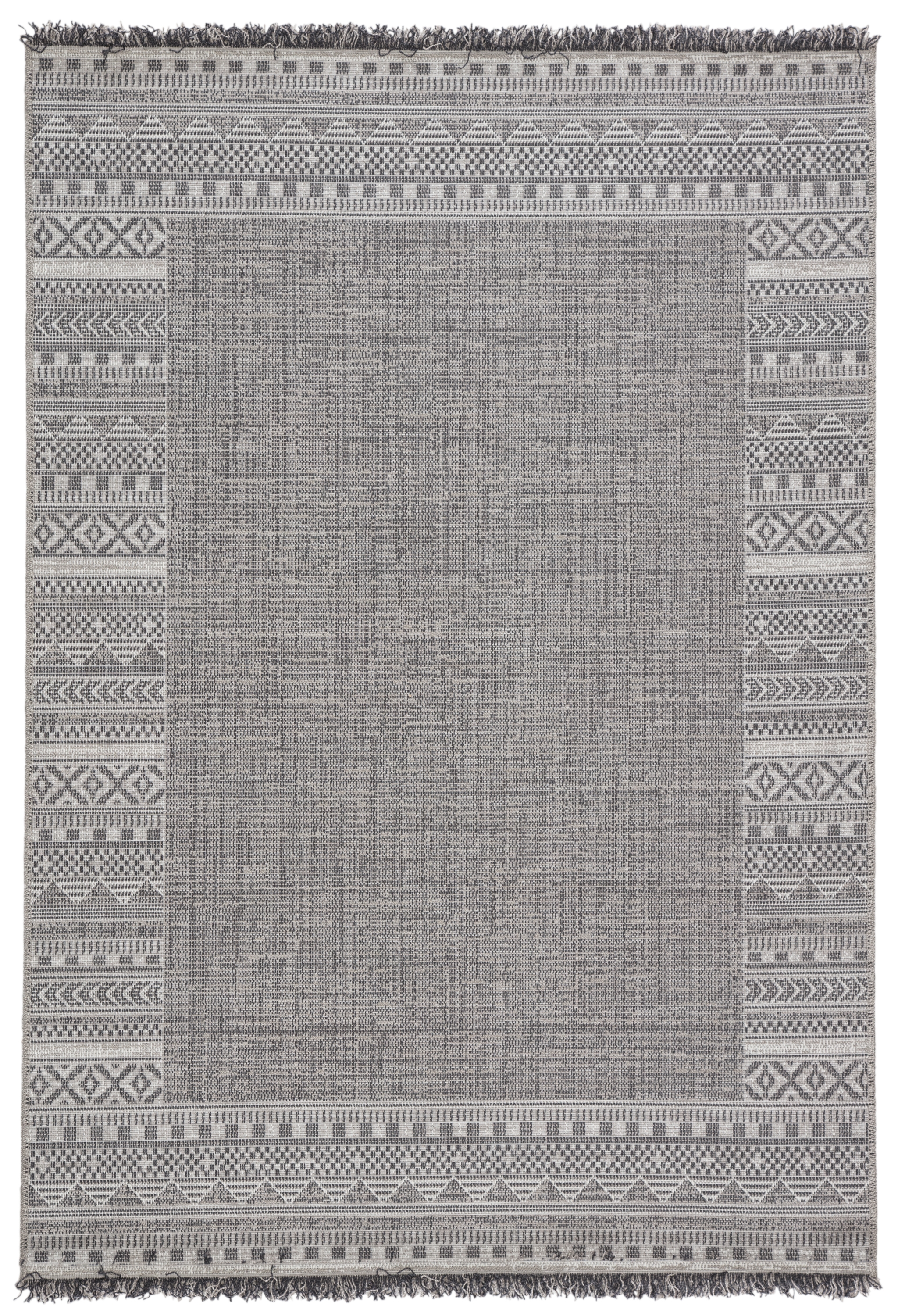 Kiyan Indoor/ Outdoor Border Gray/ Light Gray Area Rug (2'X3'7") - Image 0