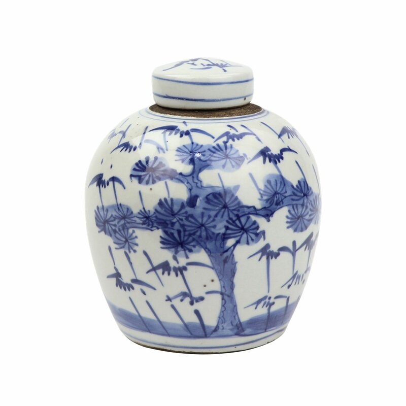 Legend of Asia Blue/White 7"" Indoor / Outdoor Porcelain Ginger Jar - Image 0