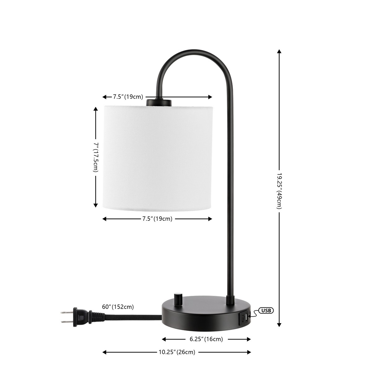 Lybrin 19.25" Tbl Lamp W/ Usb - Black - Safavieh - Image 4